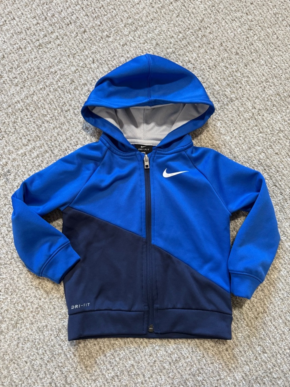 Nike Boys Blue and Navy Hooded Dri-FIT Zip Jacket